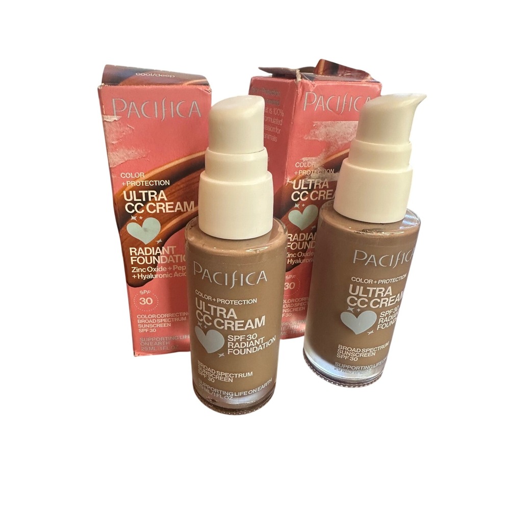 Pacifica Ultra CC Cream Radiant Foundation SPF 30 Cool Deep 1 fl oz Lot of 2